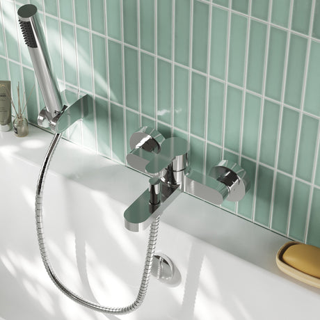 Nuie Arvan Wall Mounted Bath Shower Mixer With Kit – Chrome, photo 4
