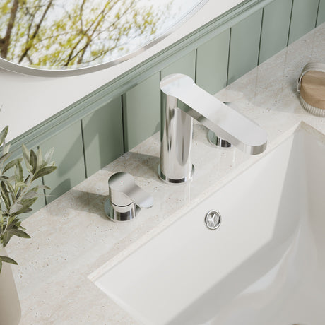Nuie Arvan 3 Tap Hole Basin Mixer With Pop Up Waste – Chrome, photo 4