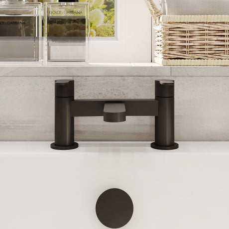 Nuie Arvan Deck Mounted Bath Filler – Matt Black, Brushed Pewter or Brushed Brass