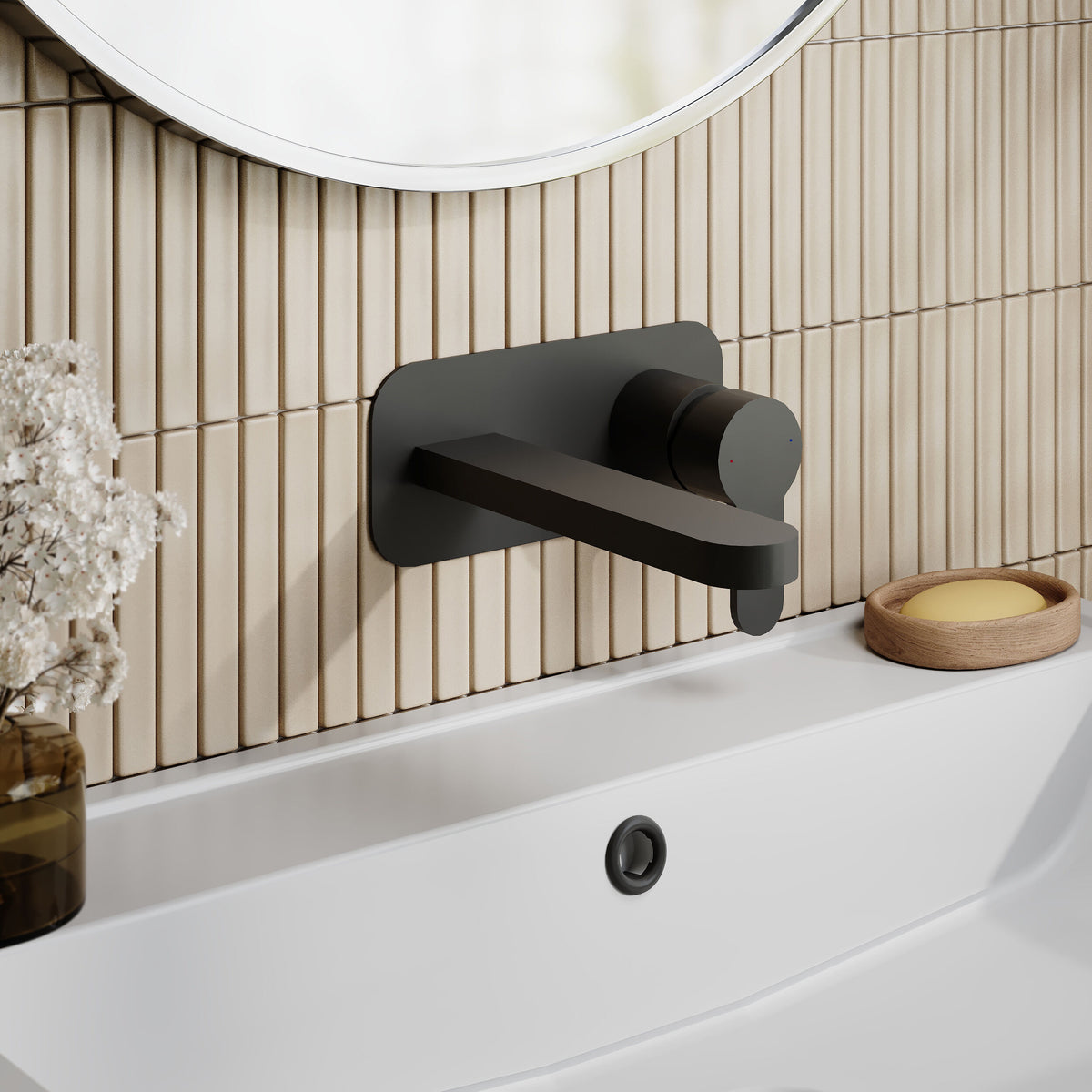 Nuie Arvan 2 Tap Hole Basin Mixer – Matt Black