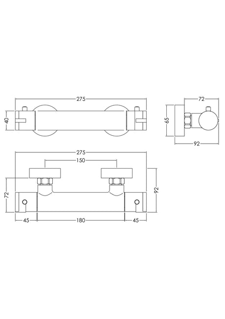 Nuie Arvan Thermostatic Bar Shower Valve – Chrome, photo 2