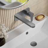 Nuie Arvan Brushed Wall Mounted 2 Tap Hole Pewter Basin Mixer – Brushed Pewter, photo 4