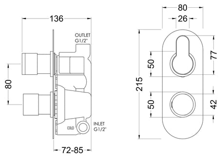 Nuie Twin Thermostatic Shower Valve – Brushed Pewter, Chrome or Brushed Brass, photo 5