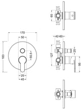 Nuie Arvan Manual Dual Shower Valve With Diverter – Chrome, photo 2