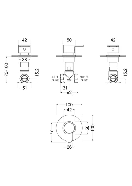 Nuie Arvan Concealed Shower Valve – Chrome, photo 2