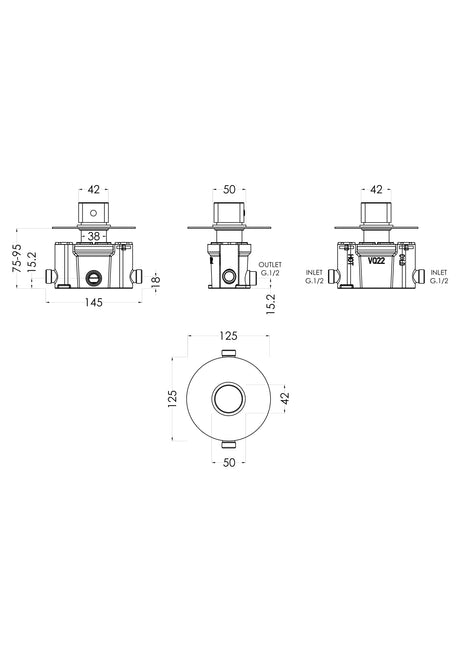 Nuie Arvan Thermostatic Temperature Control Shower Valve – Chrome, photo 2