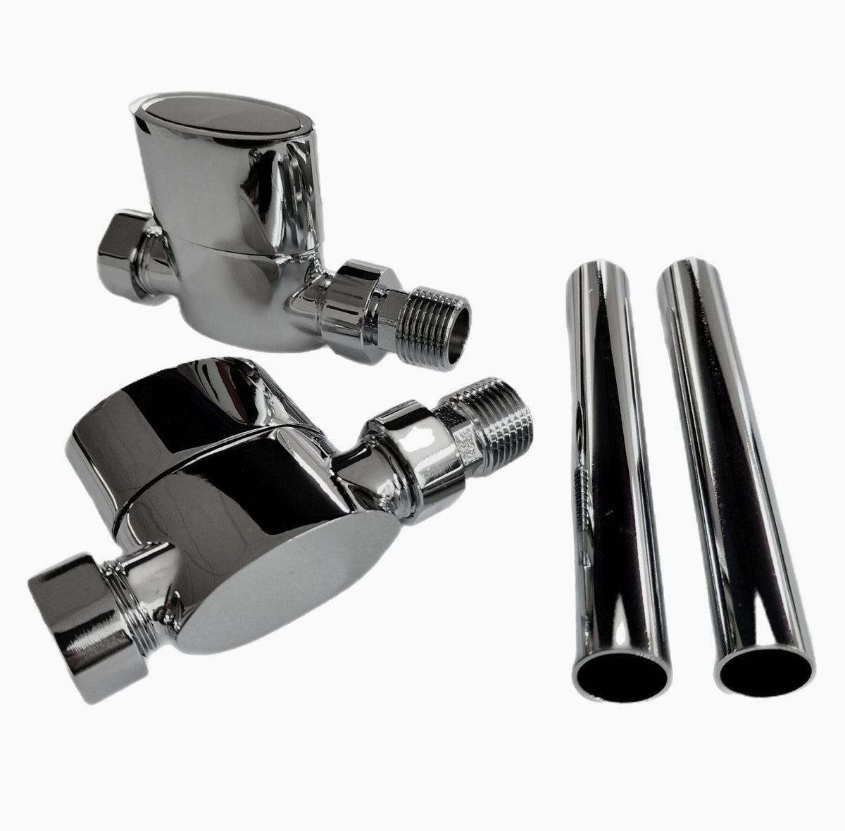 Kartell K-VIT Aspen Manual Radiator Valves Straight with Pipes and Rosettes in chrome