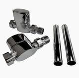 Kartell K-VIT Aspen Manual Radiator Valves Straight with Pipes and Rosettes in chrome