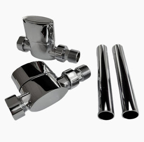 Kartell K-VIT Aspen Manual Radiator Valves Straight with Pipes and Rosettes in chrome