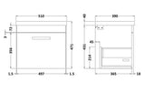 Nuie Athena 1 Drawer Wall Hung Vanity Unit With Basin – 500mm, 600mm & 800mm, photo 9