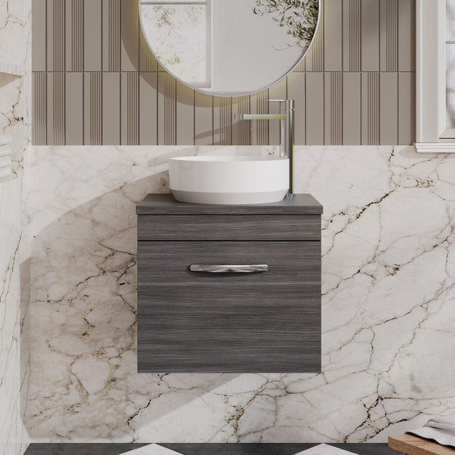 Nuie Athena 1 Drawer Wall Hung Vanity Unit With Worktop – 500mm, 600mm & 800mm