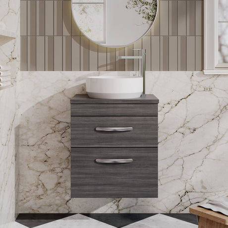 Nuie Athena 2 Drawer Wall Hung Vanity Unit With Worktop – 500mm, 600mm, 800mm & 1200mm