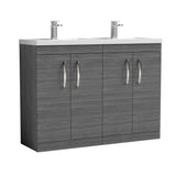 Nuie Athena 1200mm 4 Door Floor Standing Twin Vanity Unit With Basin, photo 6