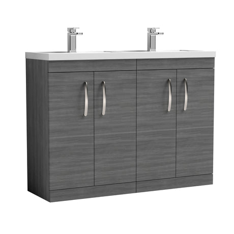 Nuie Athena 1200mm 4 Door Floor Standing Twin Vanity Unit With Basin, photo 6