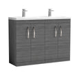 Nuie Athena 1200mm 4 Door Floor Standing Twin Vanity Unit With Basin, photo 2