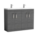 Nuie Athena 1200mm 4 Door Floor Standing Twin Vanity Unit With Basin, photo 2
