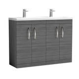 Nuie Athena 1200mm 4 Door Floor Standing Twin Vanity Unit With Basin, photo 2