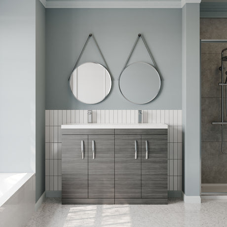 Nuie Athena 1200mm 4 Door Floor Standing Twin Vanity Unit With Basin