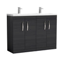 Nuie Athena 1200mm 4 Door Floor Standing Twin Vanity Unit With Basin, photo 3