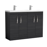 Nuie Athena 1200mm 4 Door Floor Standing Twin Vanity Unit With Basin, photo 3