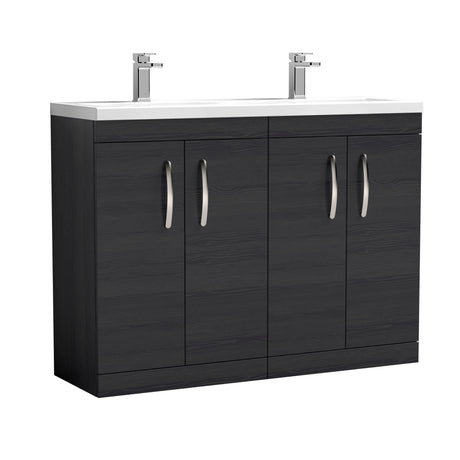 Nuie Athena 1200mm 4 Door Floor Standing Twin Vanity Unit With Basin, photo 3