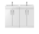 Nuie Athena 1200mm 4 Door Floor Standing Twin Vanity Unit With Basin, photo 4