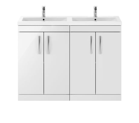 Nuie Athena 1200mm 4 Door Floor Standing Twin Vanity Unit With Basin, photo 4