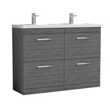 Nuie Athena 1200mm 4 Drawer Floor Standing Twin Vanity Unit With Basin, photo 6