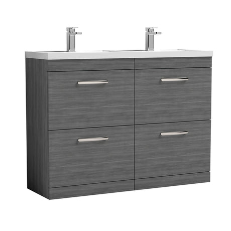 Nuie Athena 1200mm 4 Drawer Floor Standing Twin Vanity Unit With Basin, photo 6