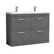 Nuie Athena 1200mm 4 Drawer Floor Standing Twin Vanity Unit With Basin, photo 2