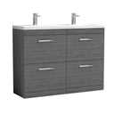 Nuie Athena 1200mm 4 Drawer Floor Standing Twin Vanity Unit With Basin, photo 2