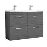 Nuie Athena 1200mm 4 Drawer Floor Standing Twin Vanity Unit With Basin, photo 2