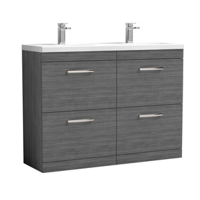 Nuie Athena 1200mm 4 Drawer Floor Standing Twin Vanity Unit With Basin, photo 2