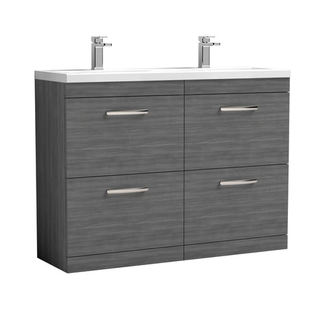 Nuie Athena 1200mm 4 Drawer Floor Standing Twin Vanity Unit With Basin, photo 2
