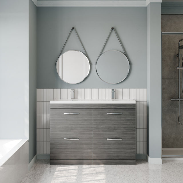 Nuie Athena 1200mm 4 Drawer Floor Standing Twin Vanity Unit With Basin