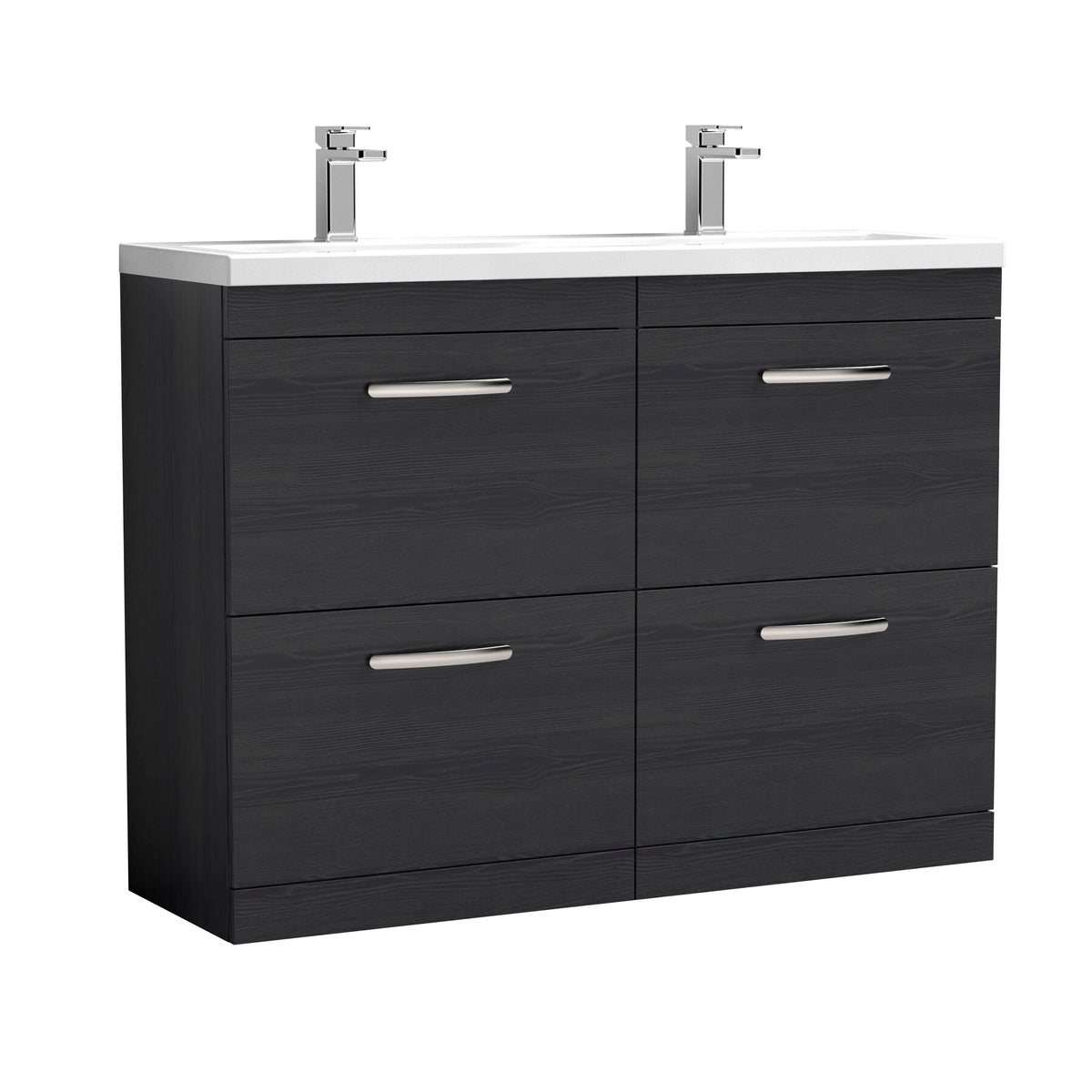 Nuie Athena 1200mm 4 Drawer Floor Standing Twin Vanity Unit With Basin, photo 3