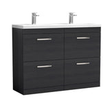 Nuie Athena 1200mm 4 Drawer Floor Standing Twin Vanity Unit With Basin, photo 3