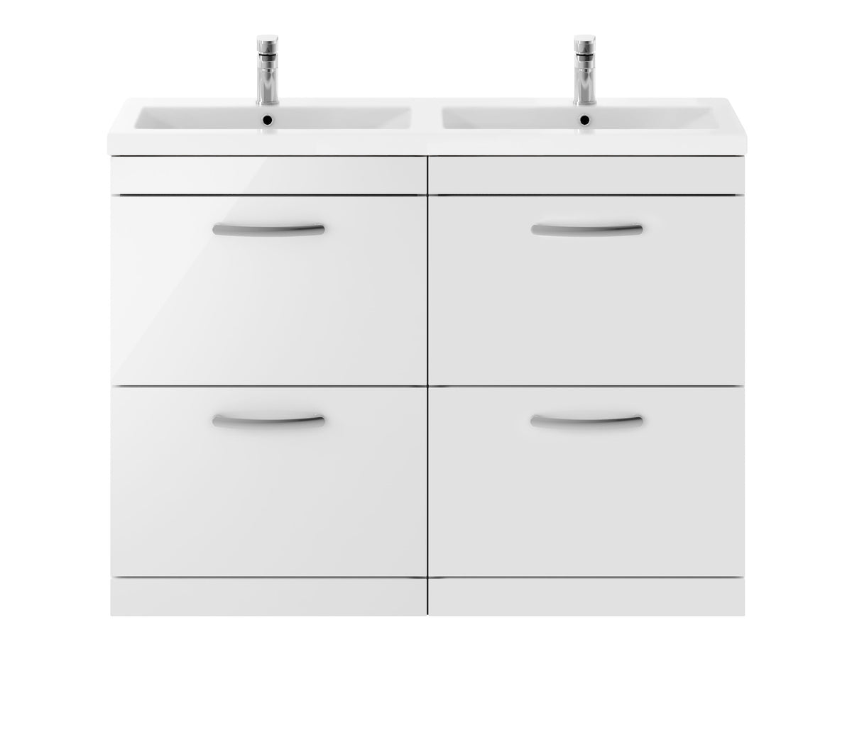 Nuie Athena 1200mm 4 Drawer Floor Standing Twin Vanity Unit With Basin, photo 4