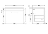 Nuie Athena 1 Drawer Wall Hung Vanity Unit With Basin – 500mm, 600mm & 800mm, photo 10