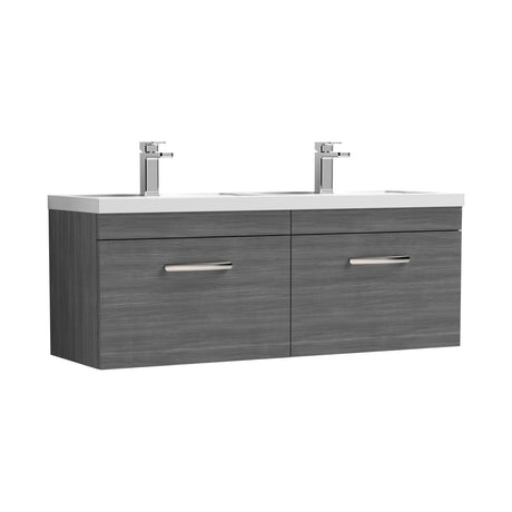 Nuie Athena 1200mm 2 Drawer Wall Hung Twin Vanity Unit With Basin, photo 6
