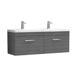 Nuie Athena 1200mm 2 Drawer Wall Hung Twin Vanity Unit With Basin, photo 2