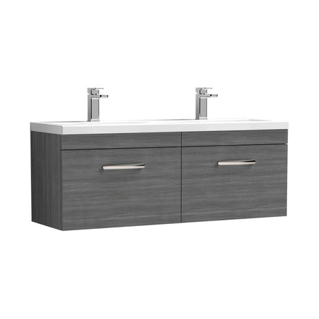 Nuie Athena 1200mm 2 Drawer Wall Hung Twin Vanity Unit With Basin, photo 2