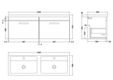 Nuie Athena 1200mm 2 Drawer Wall Hung Twin Vanity Unit With Basin, photo 7