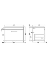 Nuie Athena 1 Drawer Wall Hung Vanity Unit With Worktop – 500mm, 600mm & 800mm, photo 10