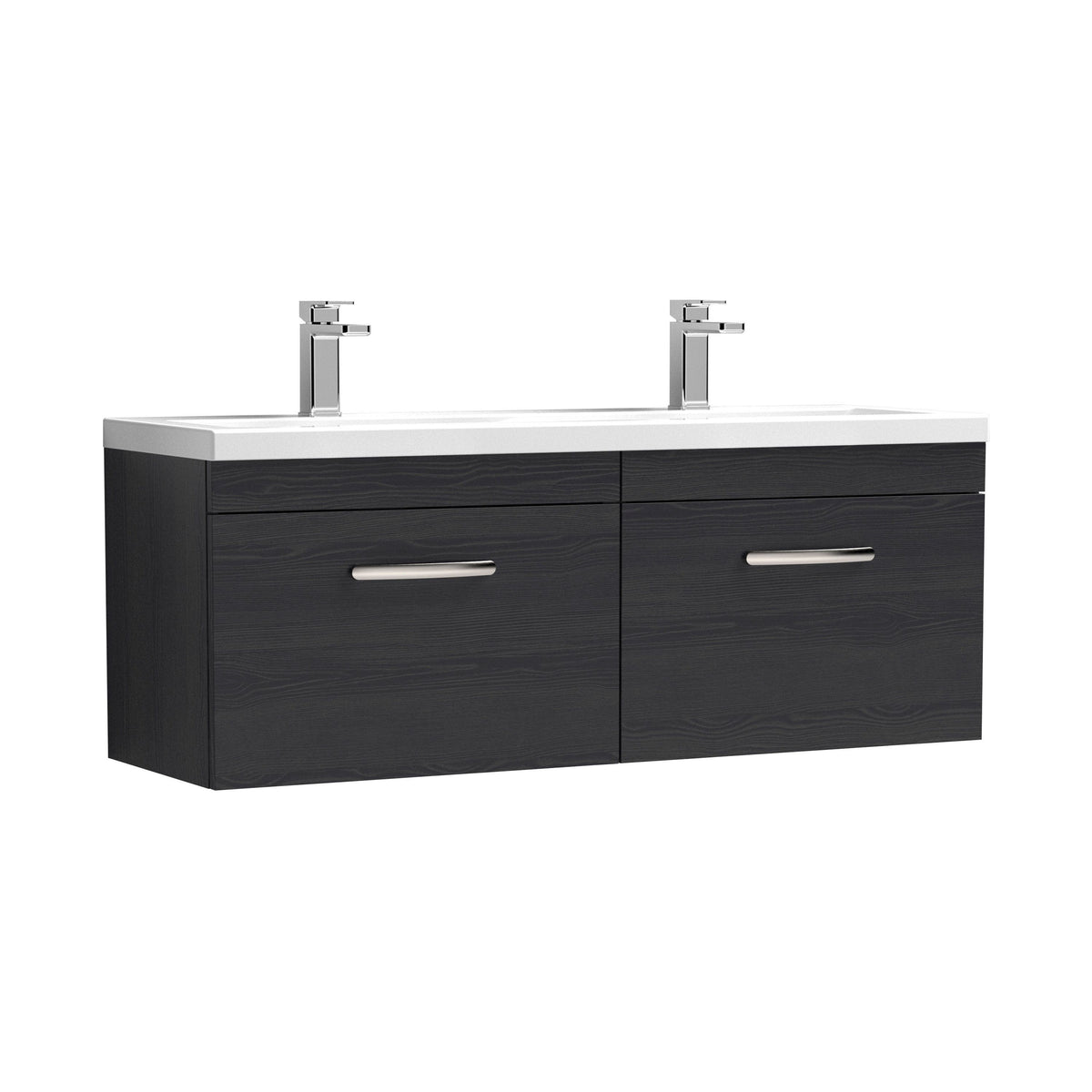 Nuie Athena 1200mm 2 Drawer Wall Hung Twin Vanity Unit With Basin, photo 3