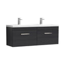 Nuie Athena 1200mm 2 Drawer Wall Hung Twin Vanity Unit With Basin, photo 3