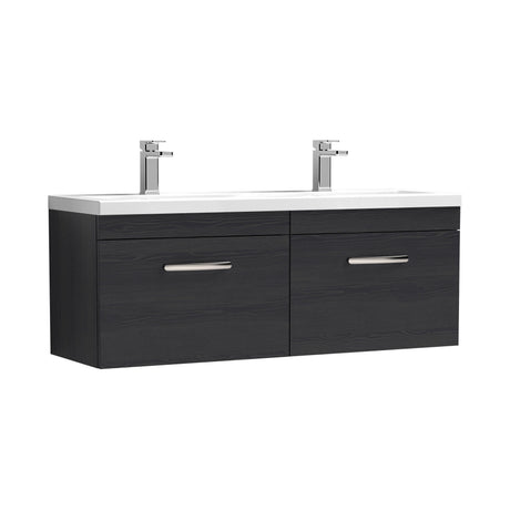 Nuie Athena 1200mm 2 Drawer Wall Hung Twin Vanity Unit With Basin, photo 3