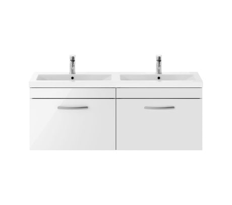 Nuie Athena 1200mm 2 Drawer Wall Hung Twin Vanity Unit With Basin, photo 4