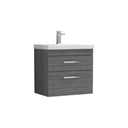 Nuie Athena 2 Drawer Wall Hung Vanity Unit With Basin – 500mm, 600mm & 800mm, photo 2