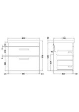 Nuie Athena 2 Drawer Wall Hung Vanity Unit With Basin – 500mm, 600mm & 800mm, photo 10